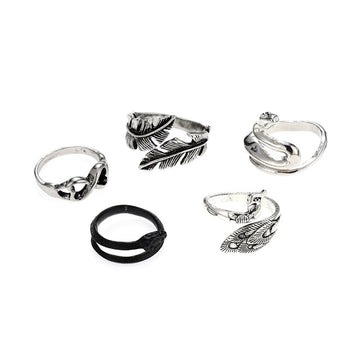 3pc 4pc 5pc Vintage Gothic Snake Rings Men Bull Head Skull Feather Dragon Cross Animal Men Ring Punk Jewelry Evil Eye Ball Ring daiiibabyyy